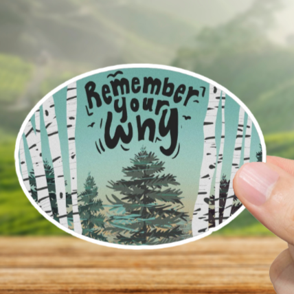 Durable, vinyl, die-cut, Remember Your Why Sticker.