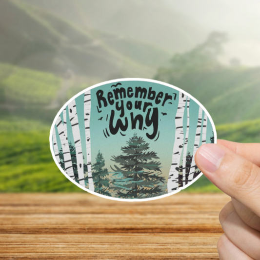 Durable, vinyl, die-cut, Remember Your Why Sticker.