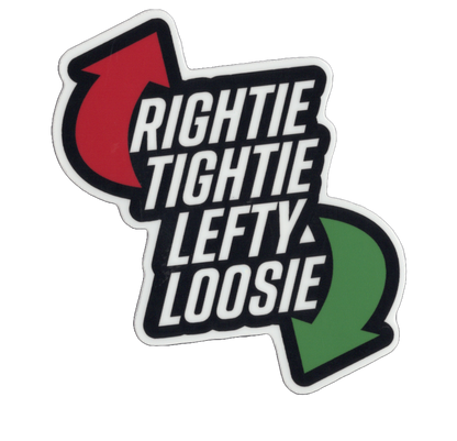 Durable vinyl, die-cut Rightie Tightie Sticker