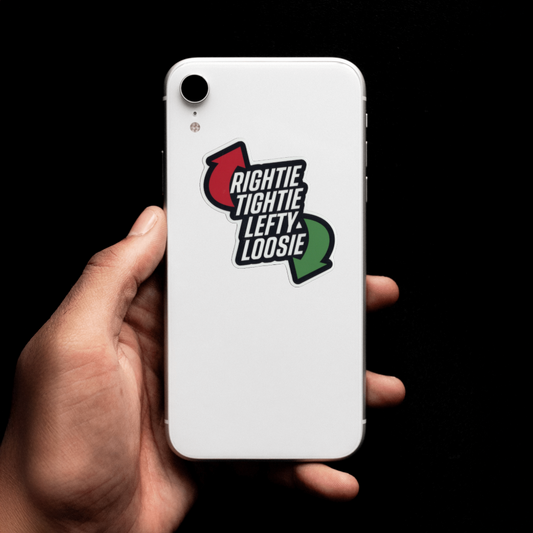 Durable, vinyl, die-cut, Rightie Tightie Sticker.