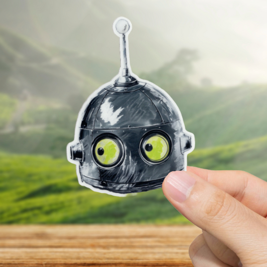 Durable, vinyl, die-cut, Robot Head Sticker.
