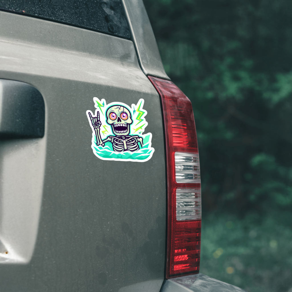Durable, vinyl, die-cut, Rock On Sticker.