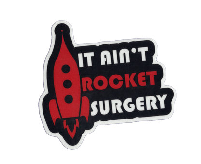 Durable vinyl, die-cut Rocket Surgery Sticker
