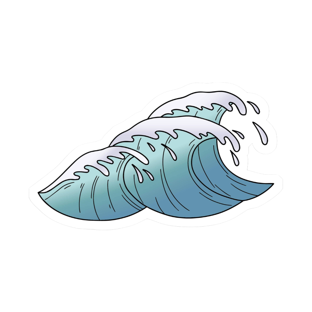 Durable, die-cut Rolling Wave Sticker
