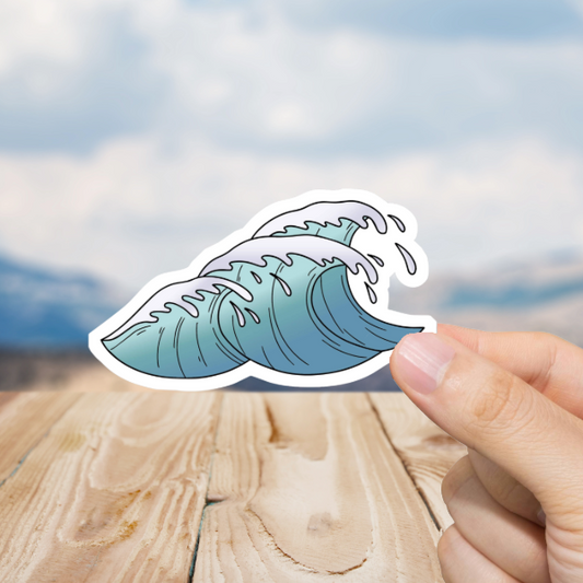 Durable, die-cut, vinyl, Rolling Wave Sticker.