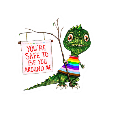 Our Safe to Be Around Me Sticker! unique high-quality, vinyl, die-cut, eco-friendly stickers