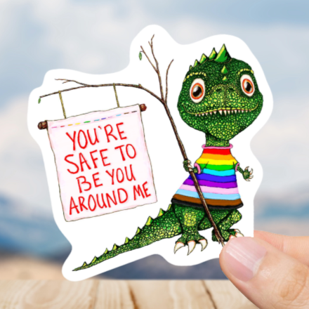 Durable, vinyl, die-cut, Safe to Be Around Me Sticker.