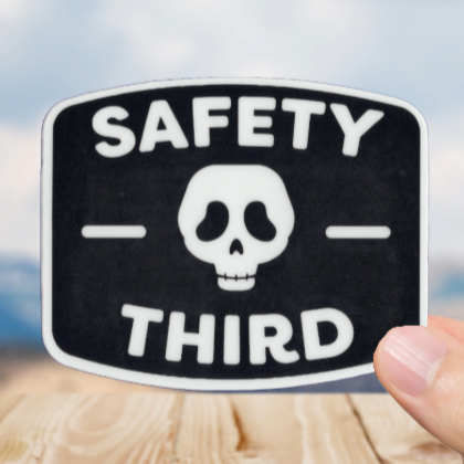 Durable, vinyl, die-cut, Safety 3rd 2 Sticker.