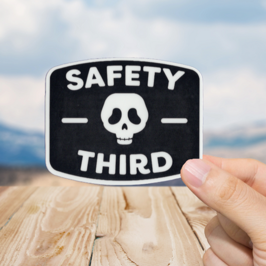 Durable, vinyl, die-cut, Safety 3rd 2 Sticker.