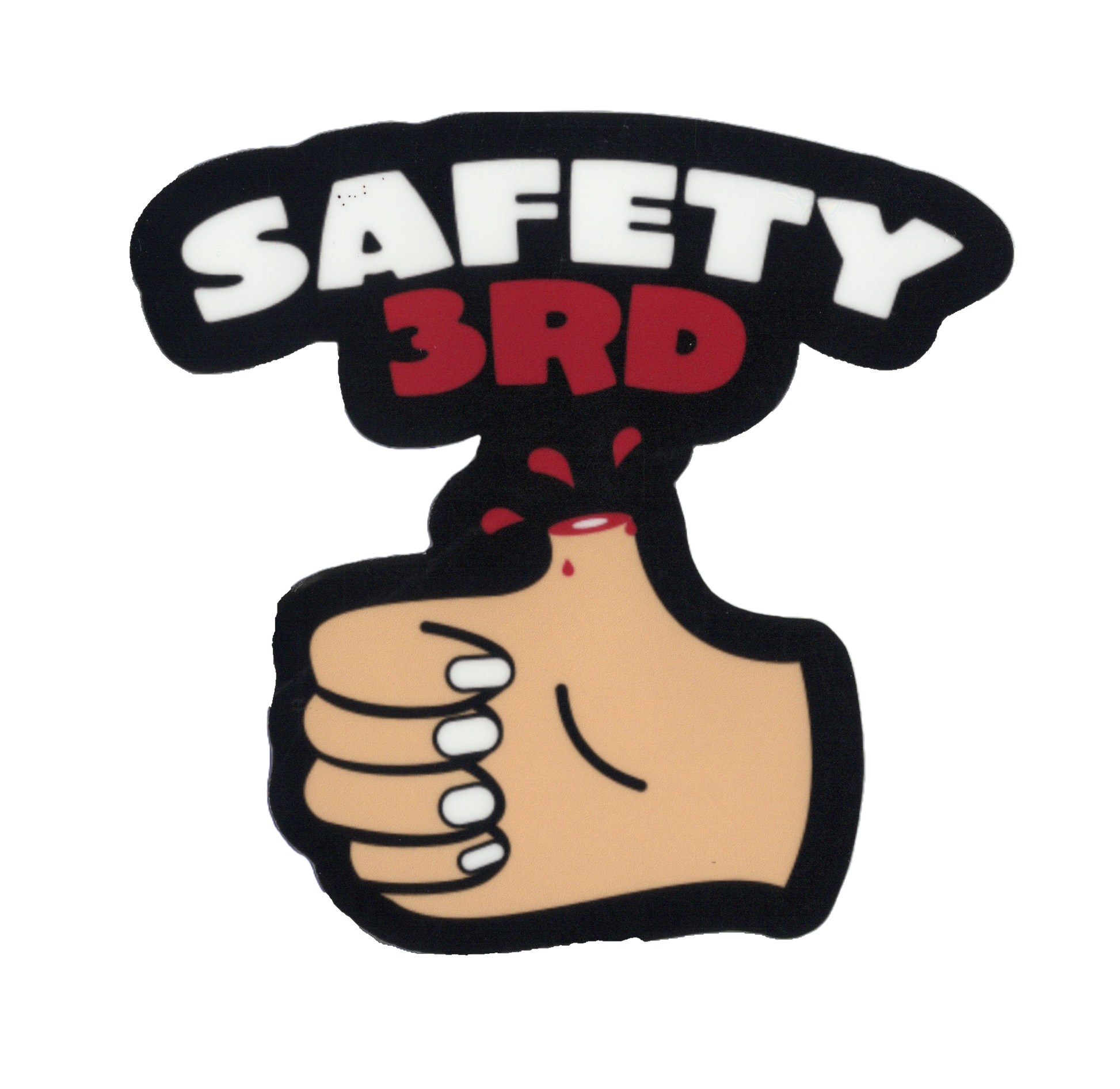 Durable vinyl, die-cut Safety 3rd Sticker