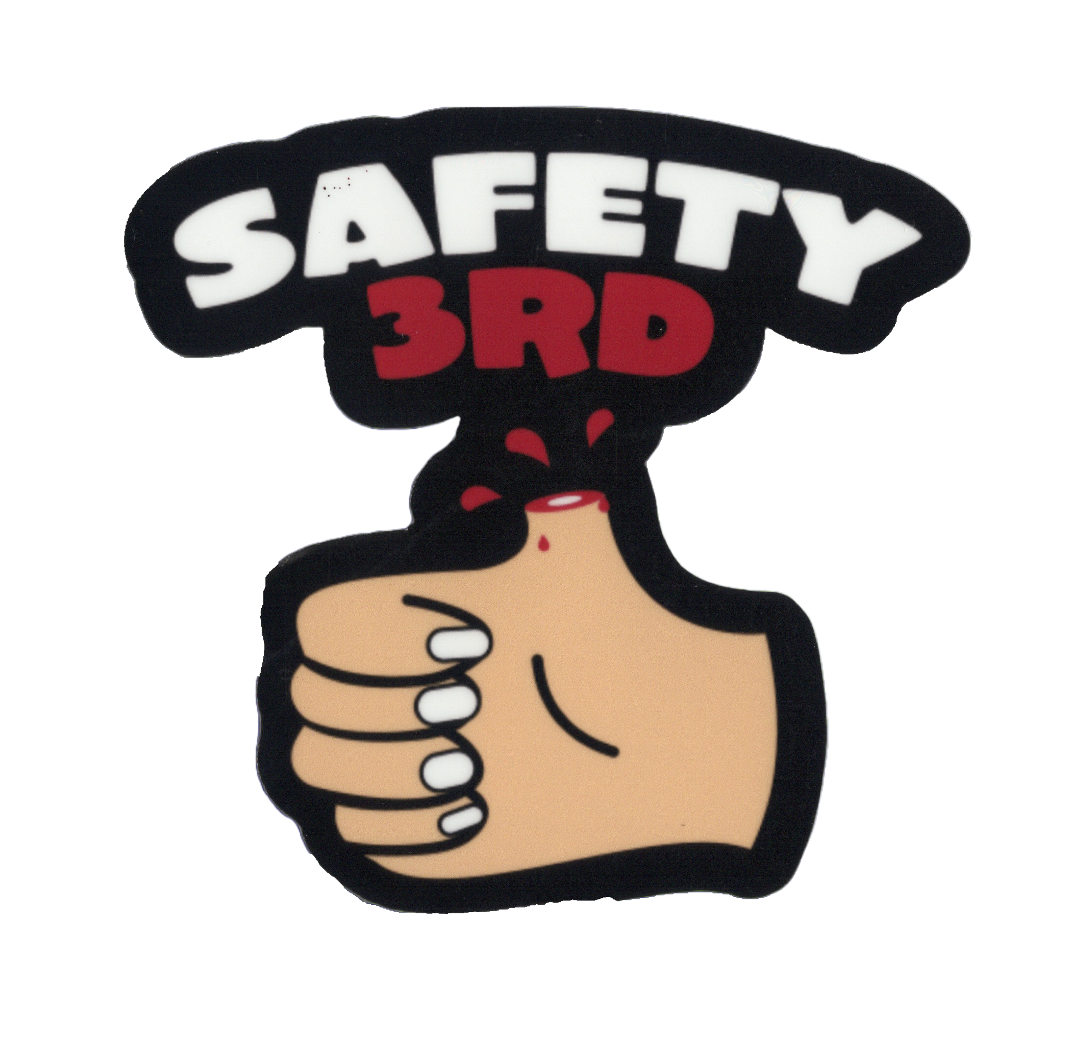 Durable vinyl, die-cut Safety 3rd Sticker