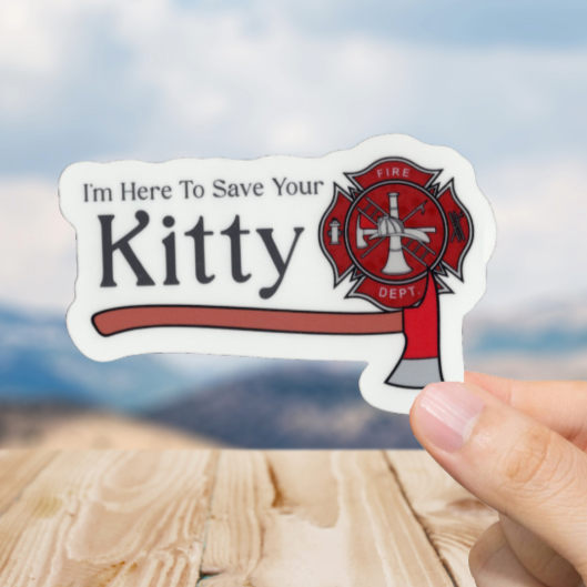 Durable, vinyl, die-cut, Save Your Kitty Sticker.