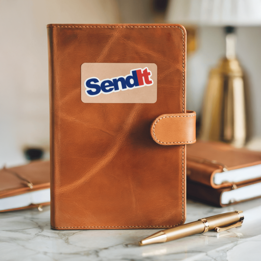 Durable, vinyl, die-cut, Send It Sticker.