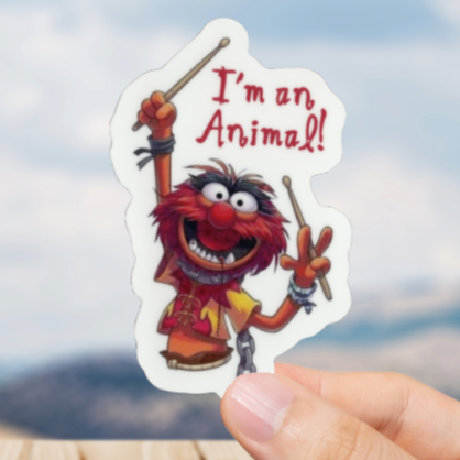 Durable, vinyl, die cut, Sesame Animal Sticker.