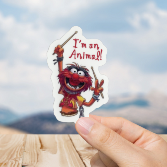 Durable, vinyl, die cut, Sesame Animal Sticker.
