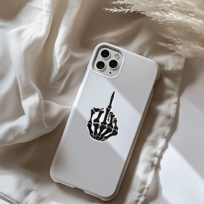 Durable, vinyl, die-cut, Skeleton Finger Sticker.