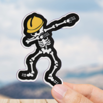 Durable, vinyl, die-cut, Skeleton Sticker.