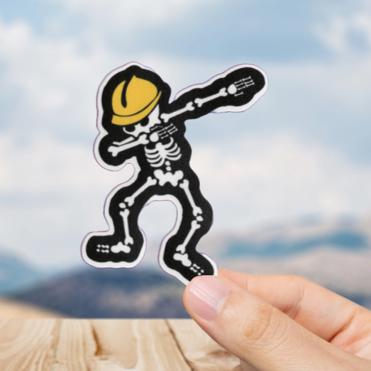 Durable, vinyl, die-cut, Skeleton Sticker.