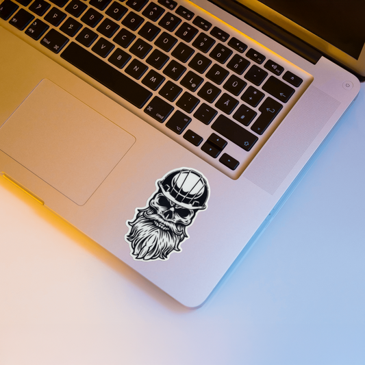 Durable, vinyl, die-cut, Skull Beard Sticker.