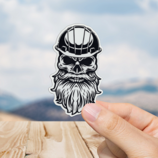 Durable, vinyl, die-cut, Skull Beard Sticker.