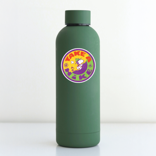 Durable, die-cut, vinyl, Snoopy Hike Sticker.