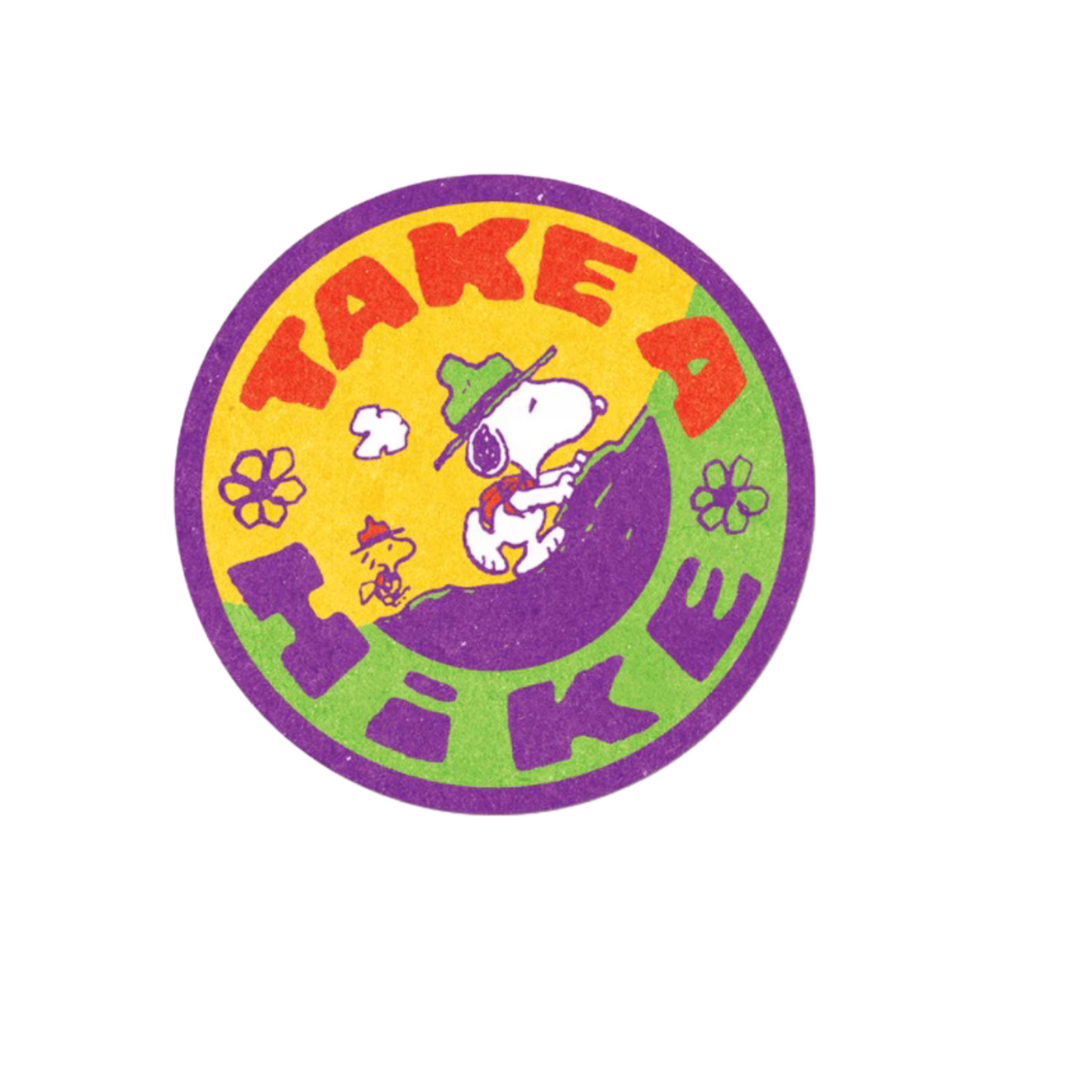 Durable, die-cut Snoopy Hike Sticker