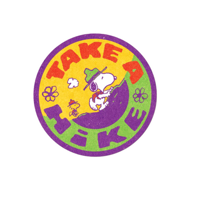 Durable, die-cut Snoopy Hike Sticker