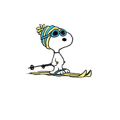 Durable, die-cut Snoopy Skis Sticker