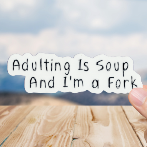Durable, vinyl, die-cut, I'm A Fork Sticker.