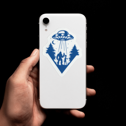 Durable, vinyl, die-cut, Squatch Alien UFO 2 Sticker.