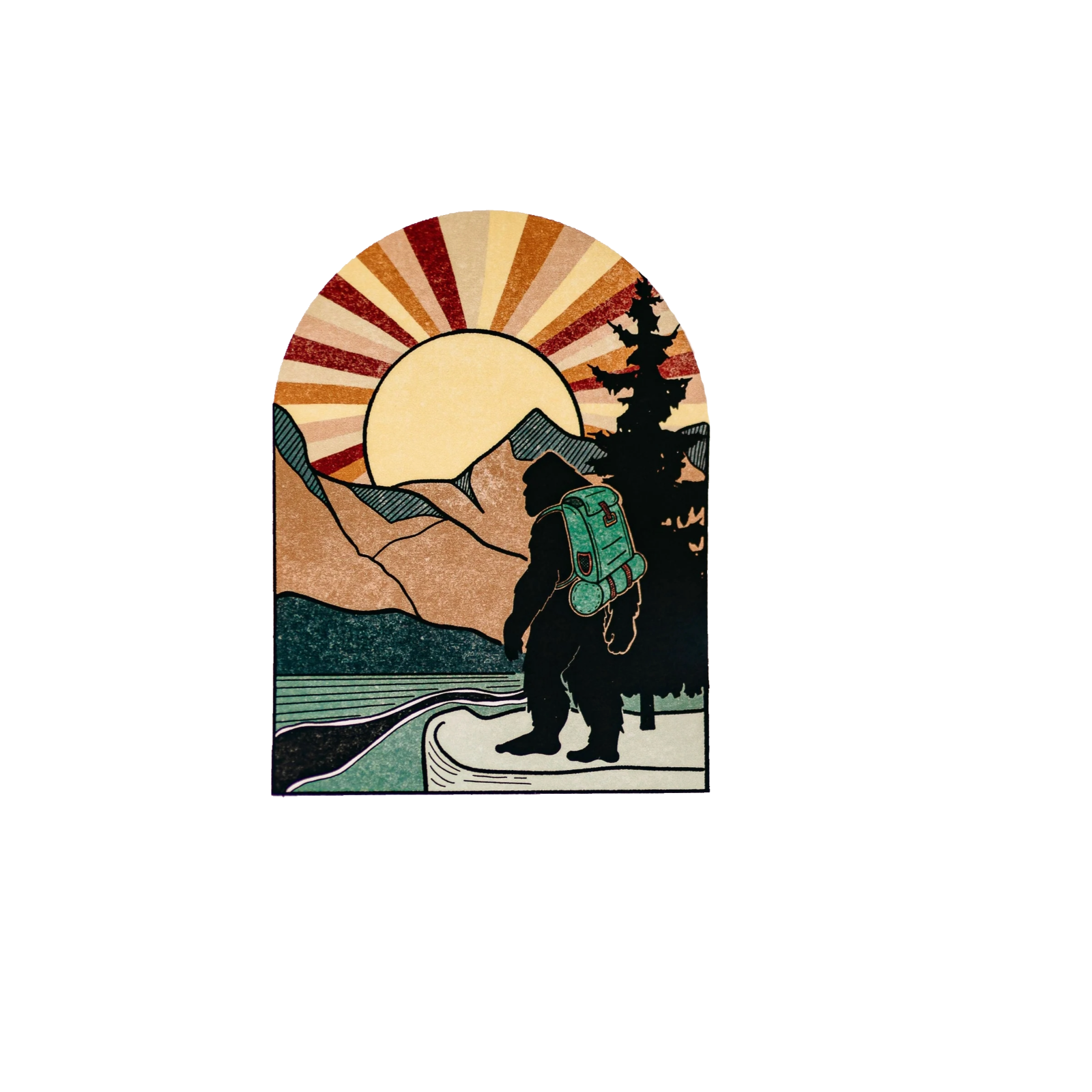 Durable vinyl, die-cut Squatch Backpack Sticker