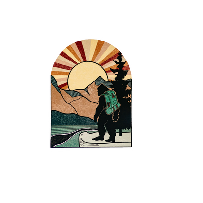 Durable vinyl, die-cut Squatch Backpack Sticker