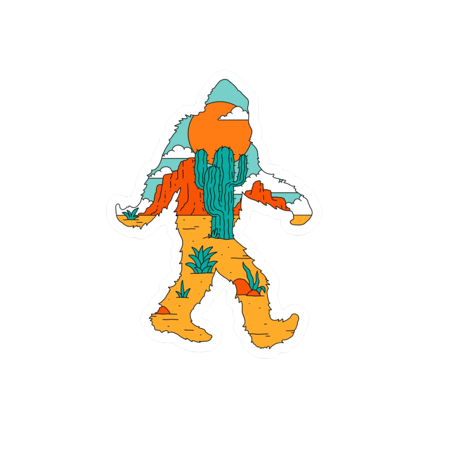 Durable, die-cut Squatch Desert Sticker