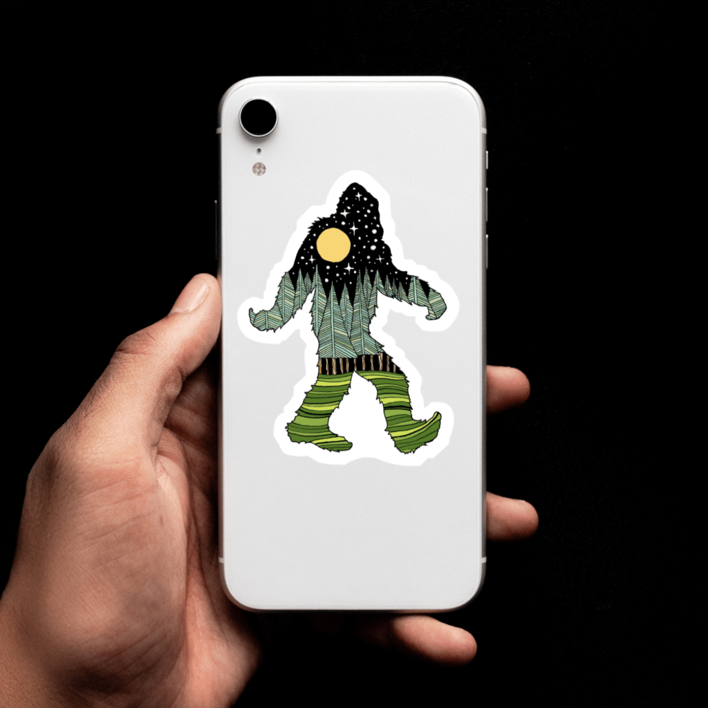 Durable, vinyl, die-cut, Squatch Green Trees Sticker.