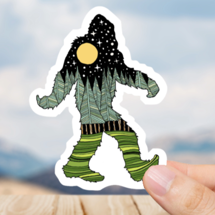 Durable, vinyl, die-cut, Squatch Green Trees Sticker.