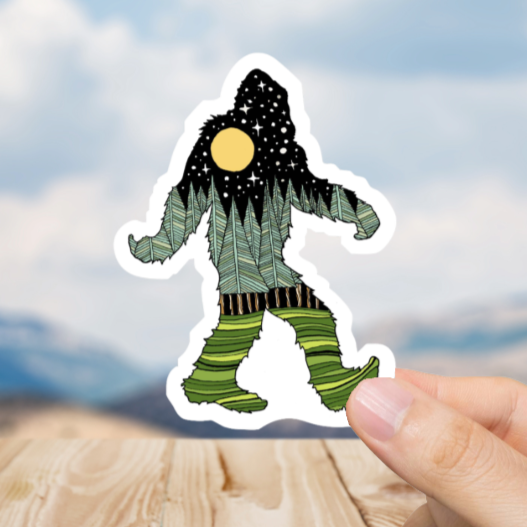 Durable, vinyl, die-cut, Squatch Green Trees Sticker.