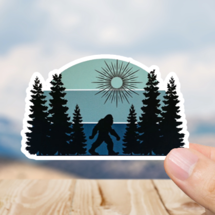 Durable, vinyl, die-cut, Squatch Moonlight Sticker.