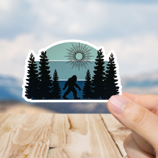 Durable, vinyl, die-cut, Squatch Moonlight Sticker.