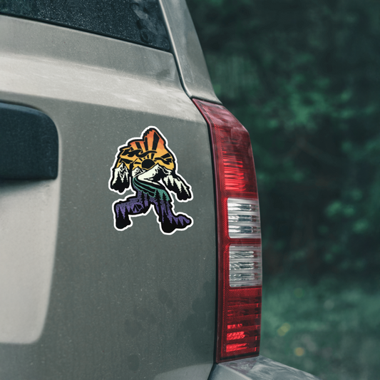 Durable, vinyl, die-cut, Squatch Mountains Sticker.