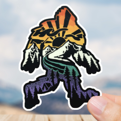 Durable, vinyl, die-cut, Squatch Mountains Sticker.