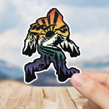 Durable, vinyl, die-cut, Squatch Mountains Sticker.