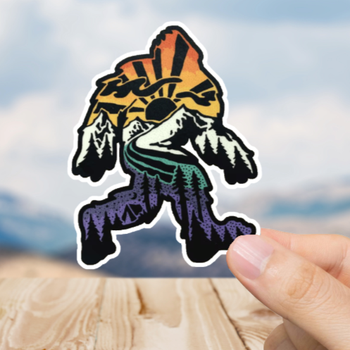Durable, vinyl, die-cut, Squatch Mountains Sticker.