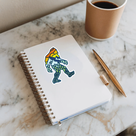 Durable, vinyl, die-cut, Squatch Mountain Sticker.