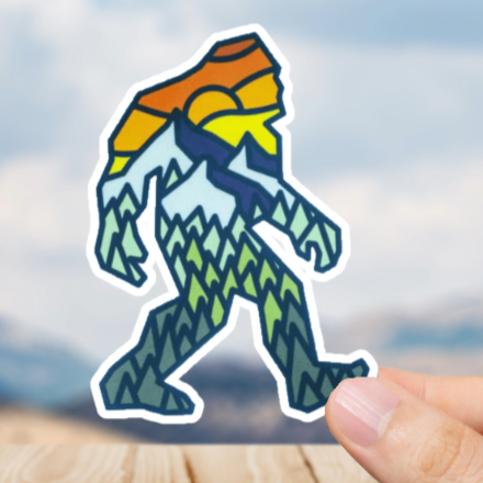 Durable, vinyl, die-cut, Squatch Mountain Sticker.