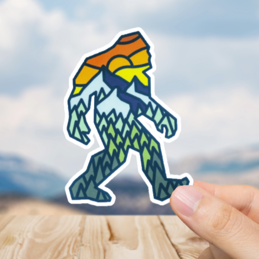 Durable, vinyl, die-cut, Squatch Mountain Sticker.