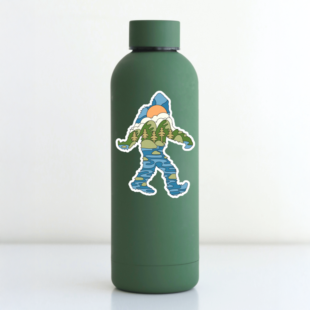 Durable, die-cut, vinyl, Squatch River Sticker.