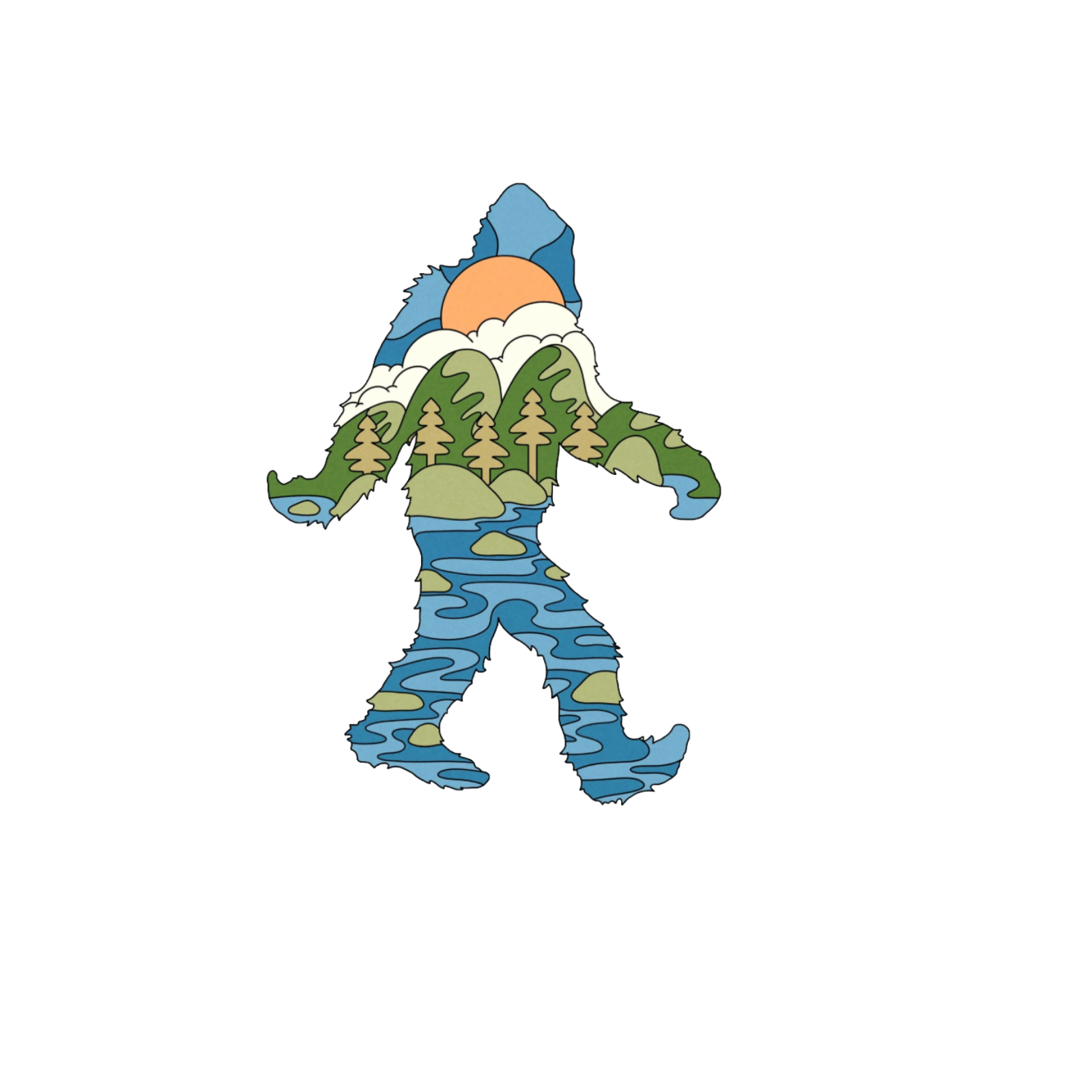 Durable, die-cut Squatch River Sticker