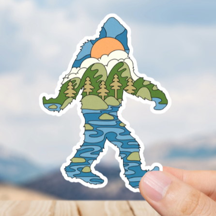 Durable, die-cut, vinyl, Squatch River Sticker.