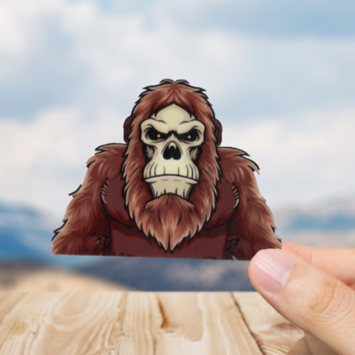 Durable, vinyl, die-cut, Squatch Skull Sticker.