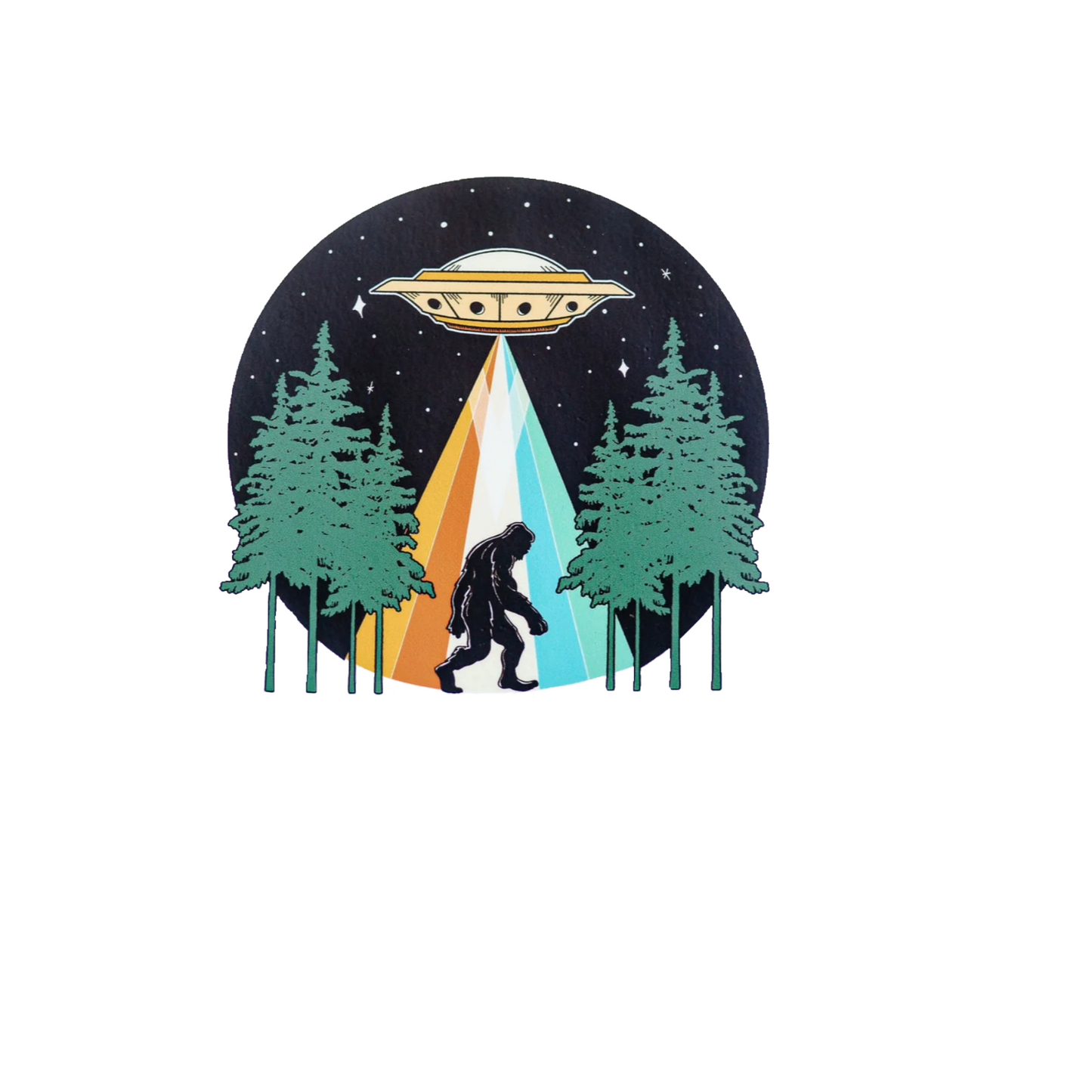 Durable vinyl, die-cut Squatch Spaceship Sticker